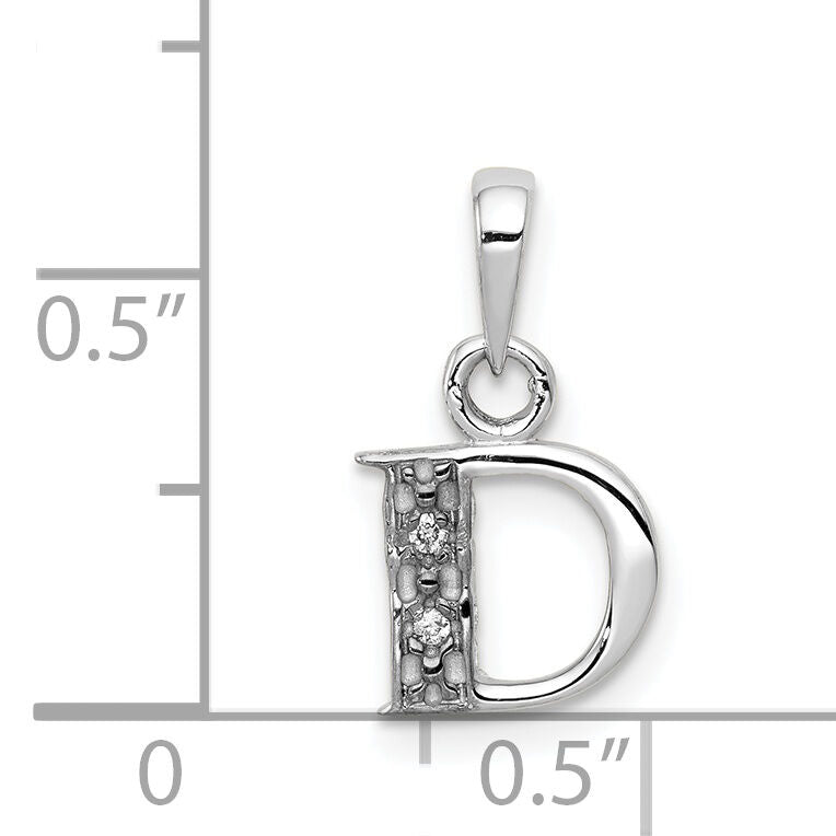 14KW with Rhodium Diamond Letter D Initial Pendant-YC251D