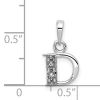 14KW with Rhodium Diamond Letter D Initial Pendant-YC251D