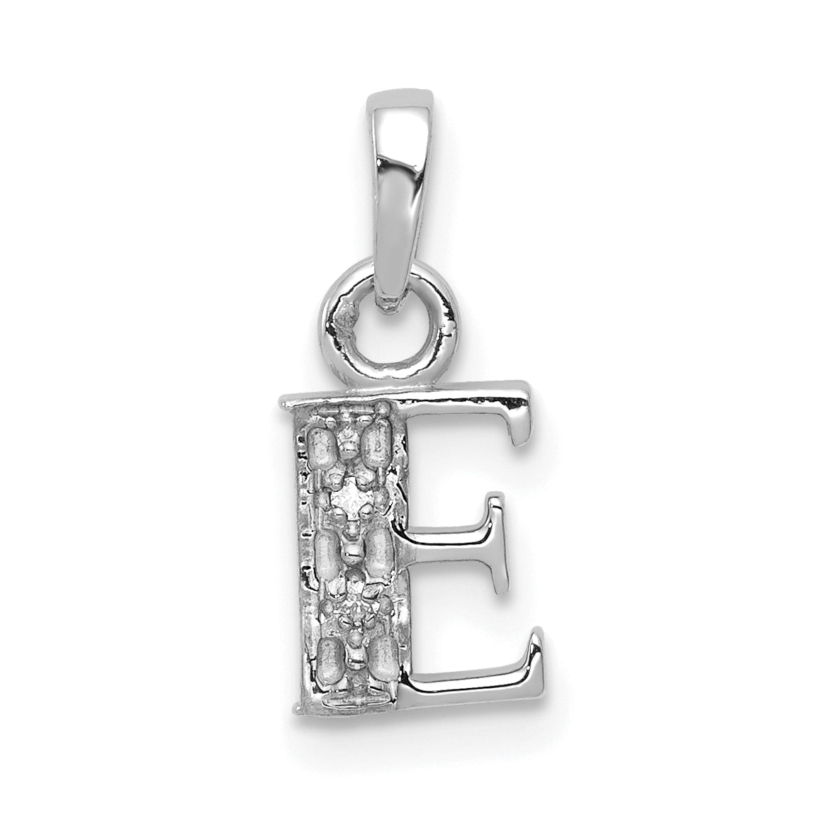 14KW Rhodium-plated Diamond Letter E Initial Pendant-YC251E