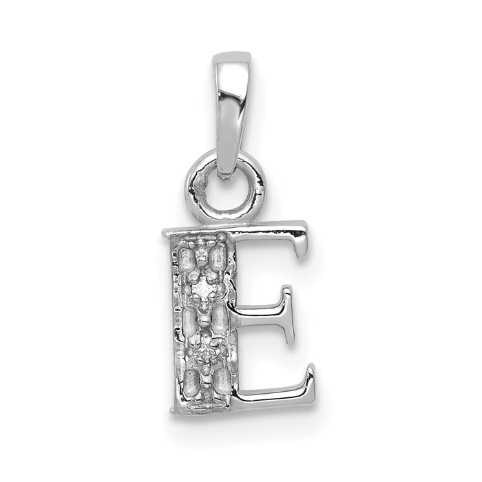 14KW Rhodium-plated Diamond Letter E Initial Pendant-YC251E