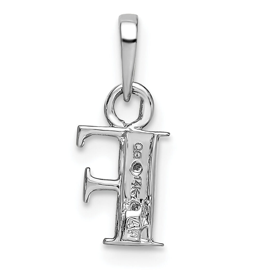 14KW Rhodium-plated Diamond Letter F Initial Pendant-YC251F