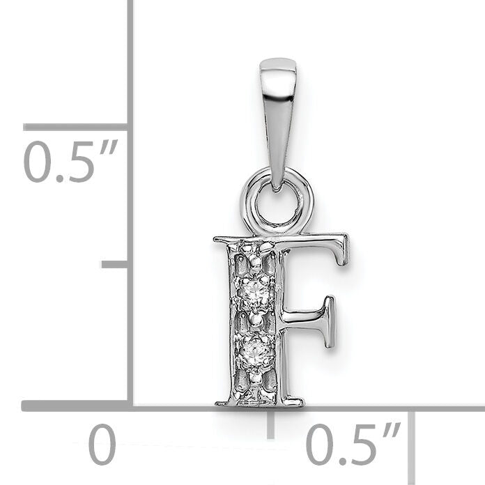14KW Rhodium-plated Diamond Letter F Initial Pendant-YC251F