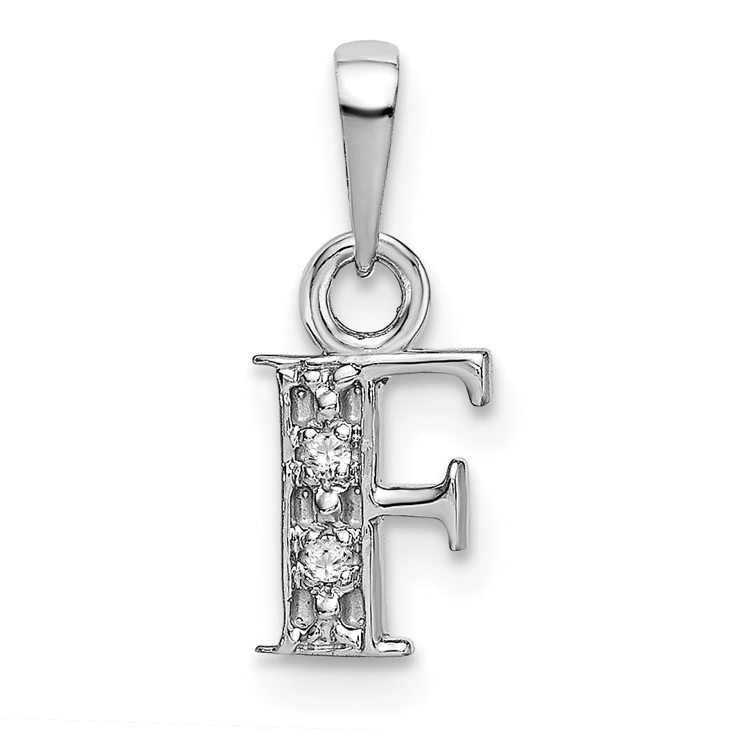 14KW Rhodium-plated Diamond Letter F Initial Pendant-YC251F
