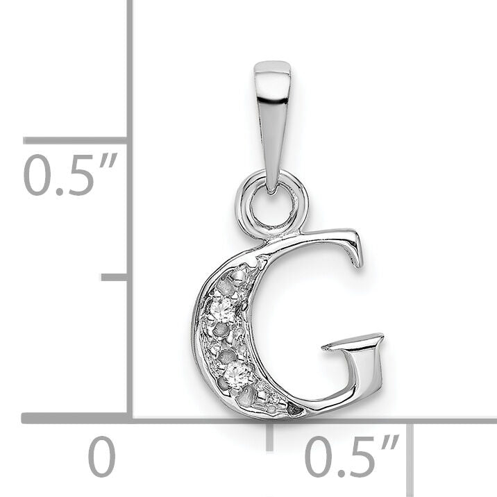 14KW Rhodium-plated Diamond Letter G Initial Pendant-YC251G