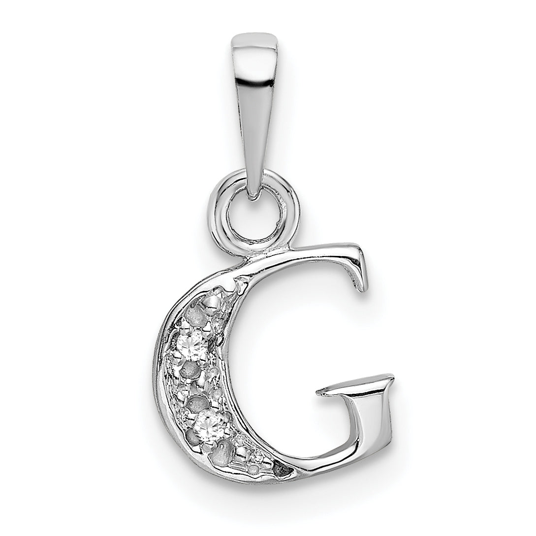14KW Rhodium-plated Diamond Letter G Initial Pendant-YC251G