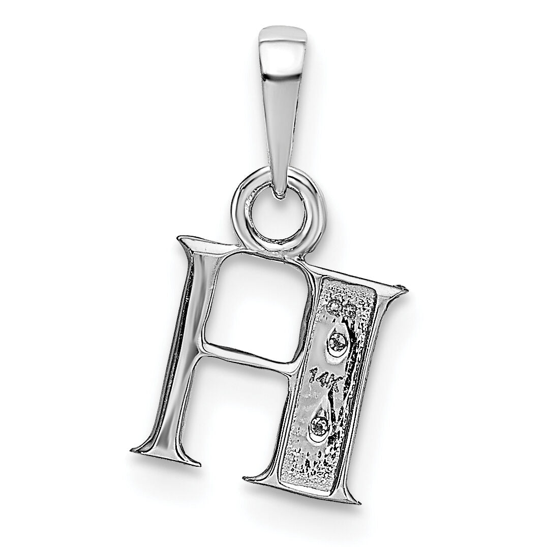 14KW Rhodium-plated Diamond Letter H Initial Pendant-YC251H