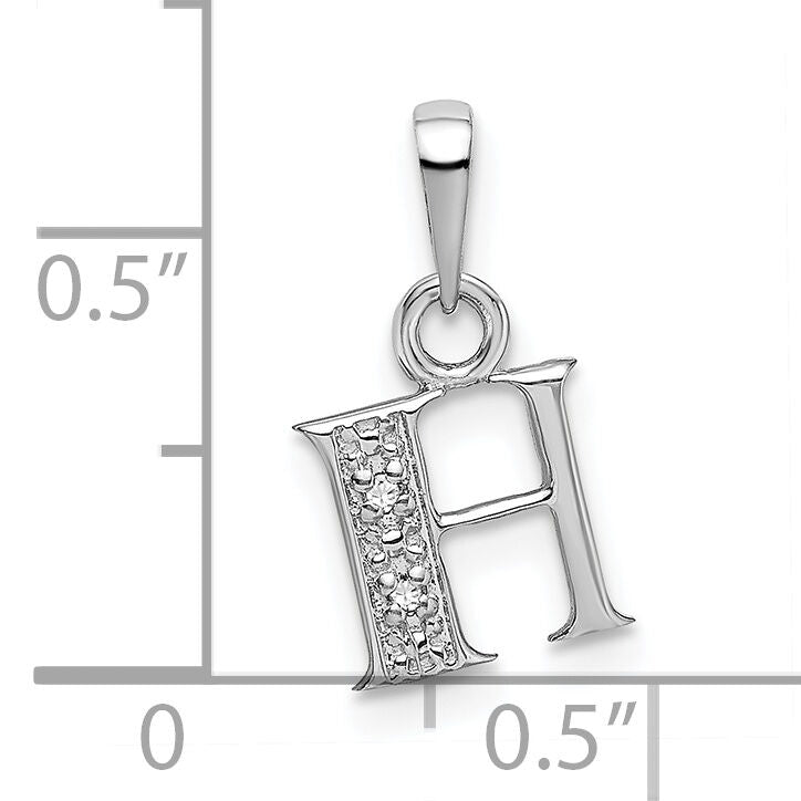 14KW Rhodium-plated Diamond Letter H Initial Pendant-YC251H