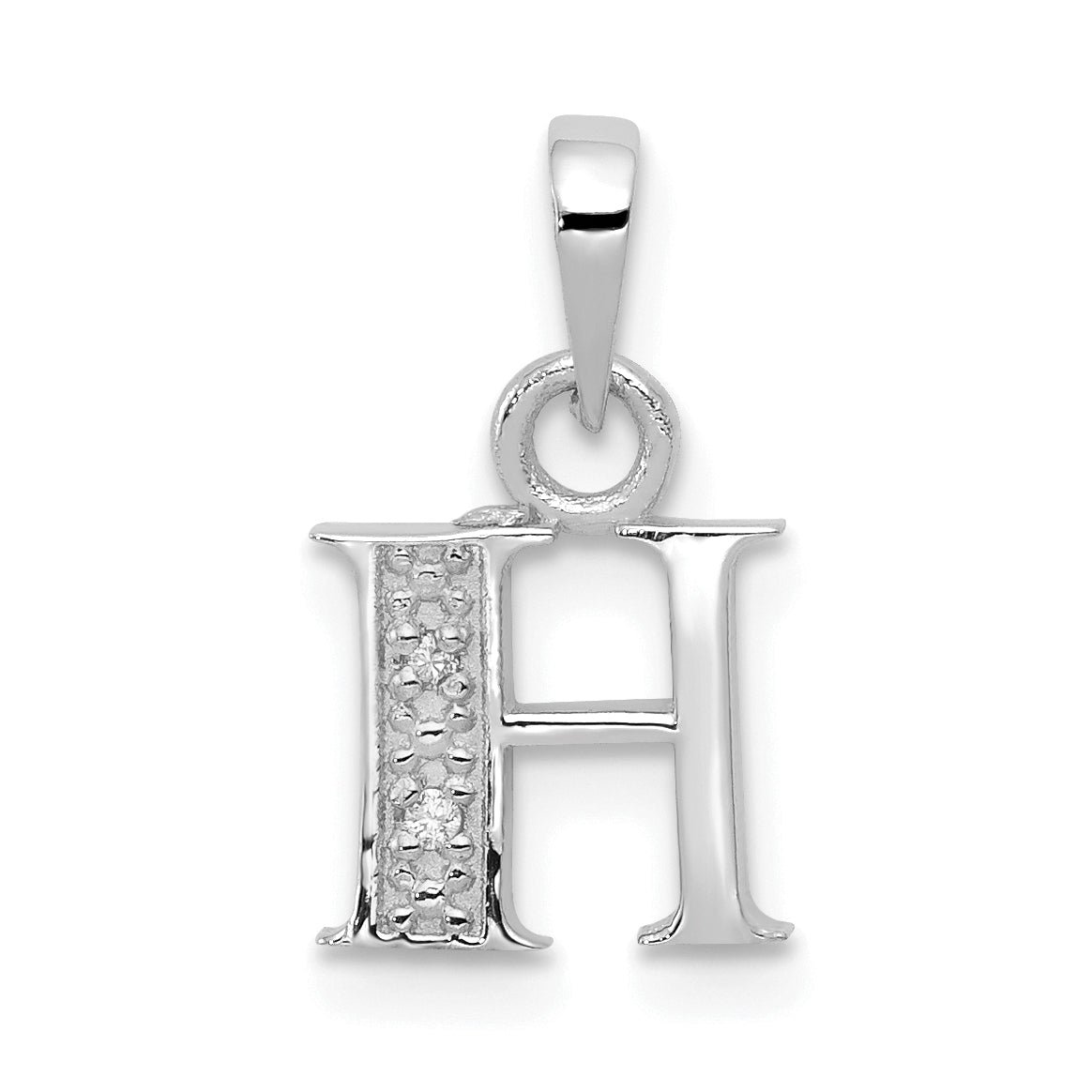 14KW Rhodium-plated Diamond Letter H Initial Pendant-YC251H