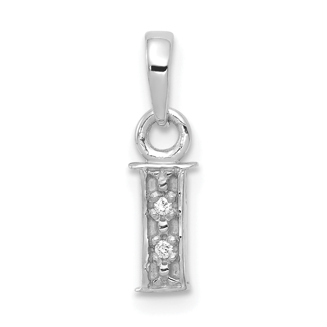 14KW Rhodium-plated Diamond Letter I Initial Pendant-YC251I