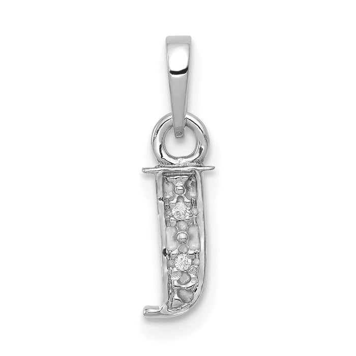 14KW Rhodium-plated Diamond Letter J Initial Pendant-YC251J