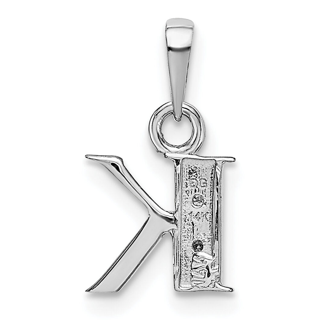 14KW Rhodium-plated Diamond Letter K Initial Pendant-YC251K