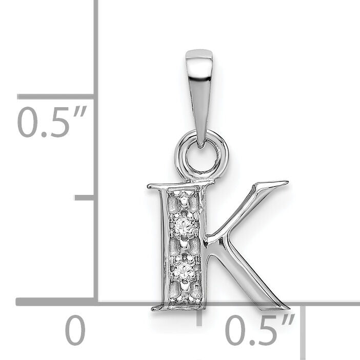 14KW Rhodium-plated Diamond Letter K Initial Pendant-YC251K
