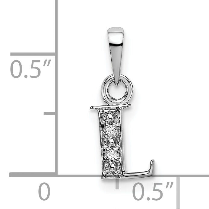 14KW Rhodium-plated Diamond Letter L Initial Pendant-YC251L