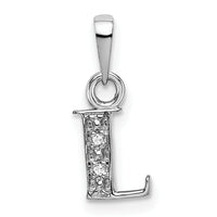 14KW Rhodium-plated Diamond Letter L Initial Pendant-YC251L