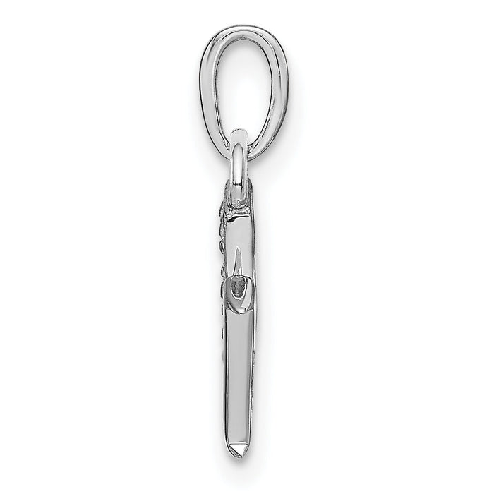 14KW Rhodium-plated Diamond Letter M Initial Pendant-YC251M