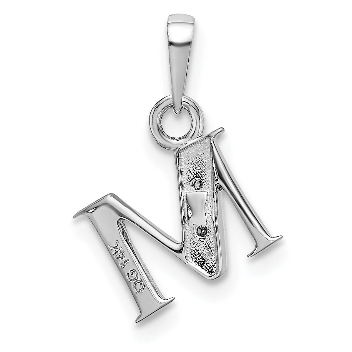 14KW Rhodium-plated Diamond Letter M Initial Pendant-YC251M