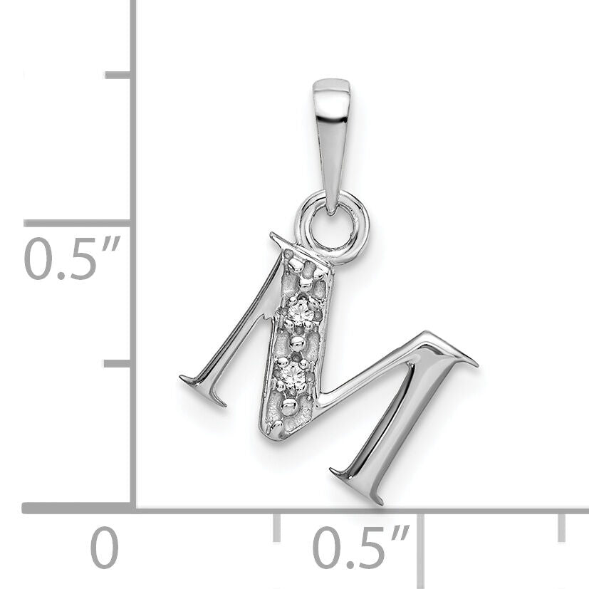 14KW Rhodium-plated Diamond Letter M Initial Pendant-YC251M