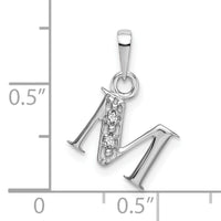 14KW Rhodium-plated Diamond Letter M Initial Pendant-YC251M