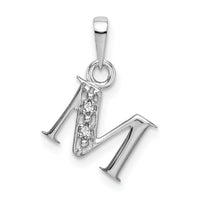 14KW Rhodium-plated Diamond Letter M Initial Pendant-YC251M