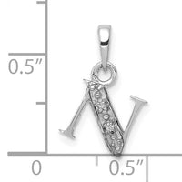 14KW Rhodium-plated Diamond Letter N Initial Pendant-YC251N