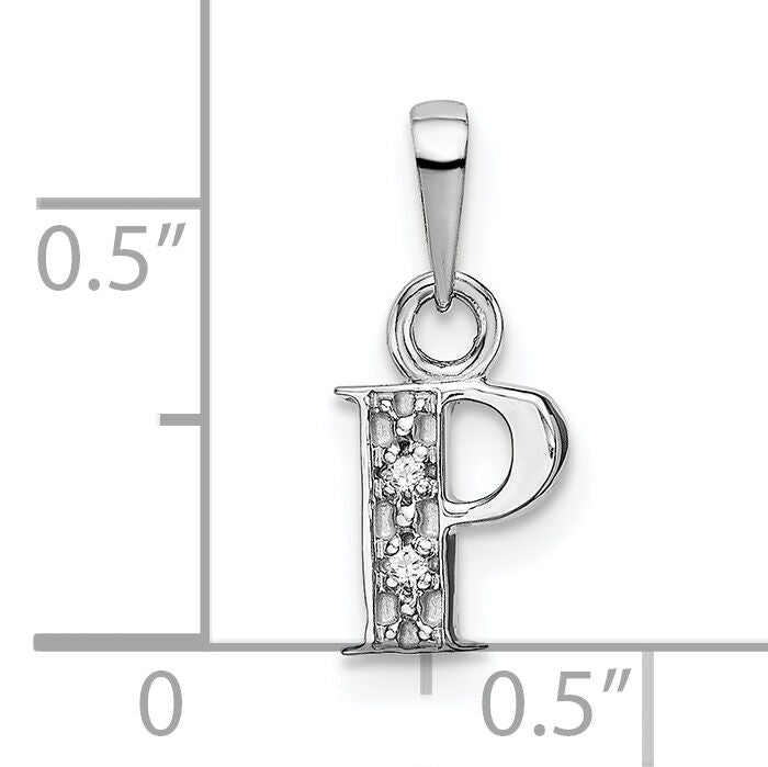 14KW Rhodium-plated Diamond Letter P Initial Pendant-YC251P