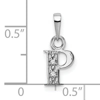 14KW Rhodium-plated Diamond Letter P Initial Pendant-YC251P