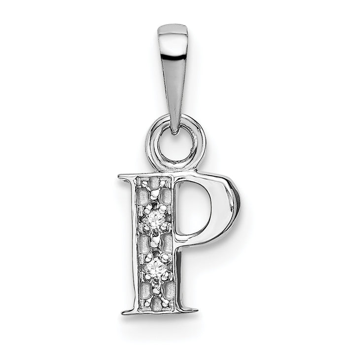 14KW Rhodium-plated Diamond Letter P Initial Pendant-YC251P