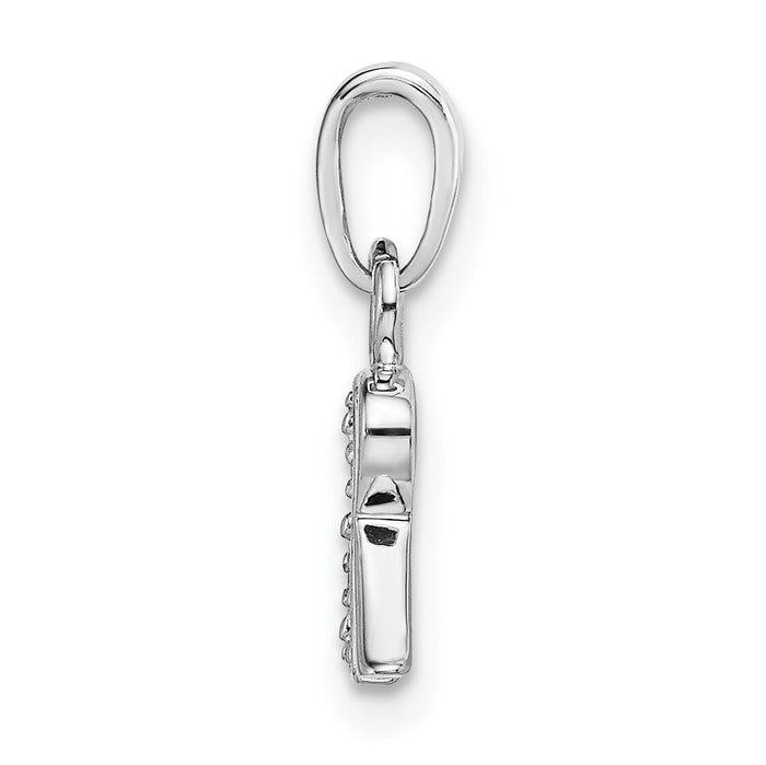 14KW Rhodium-plated Diamond Letter R Initial Pendant-YC251R