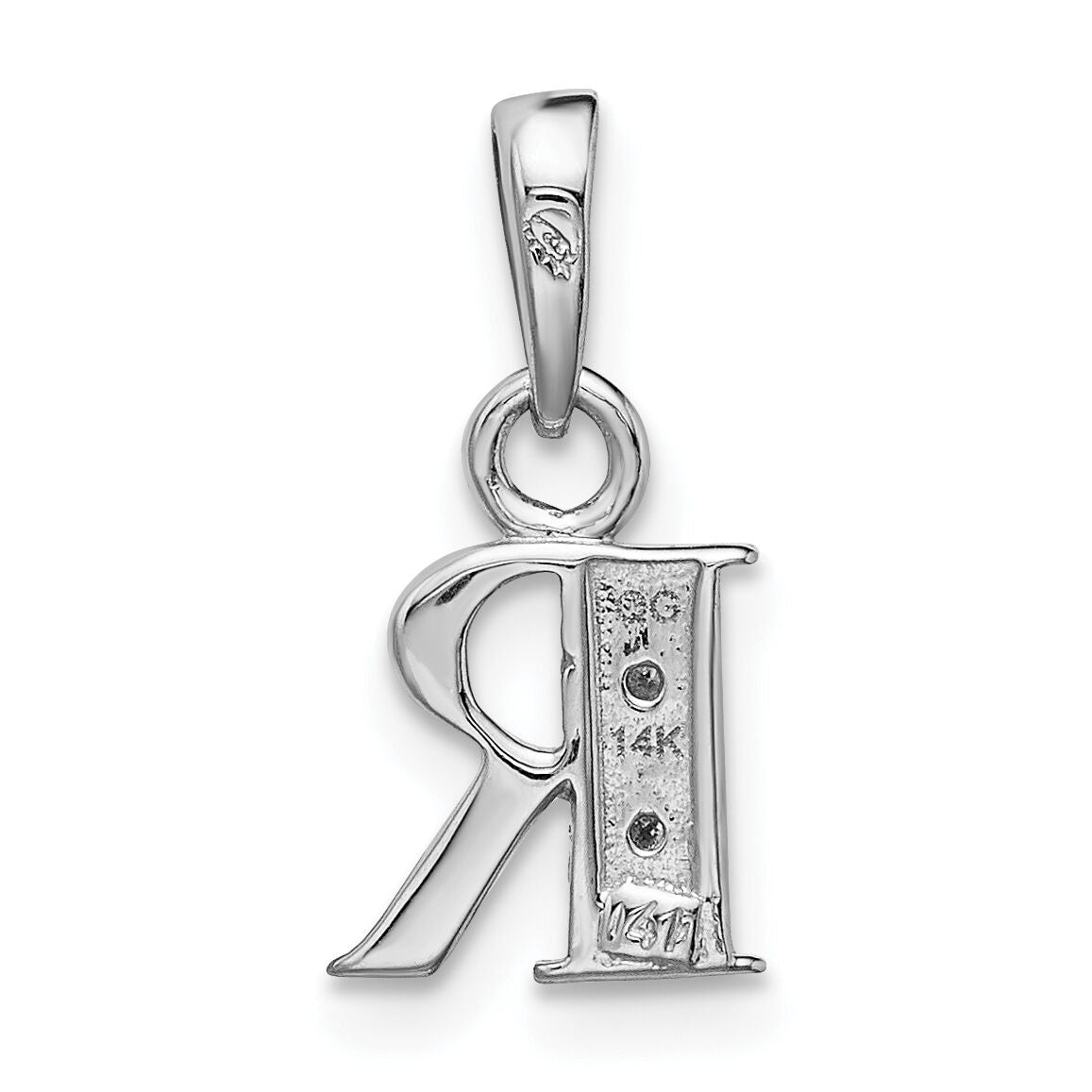 14KW Rhodium-plated Diamond Letter R Initial Pendant-YC251R