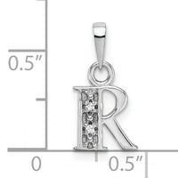 14KW Rhodium-plated Diamond Letter R Initial Pendant-YC251R
