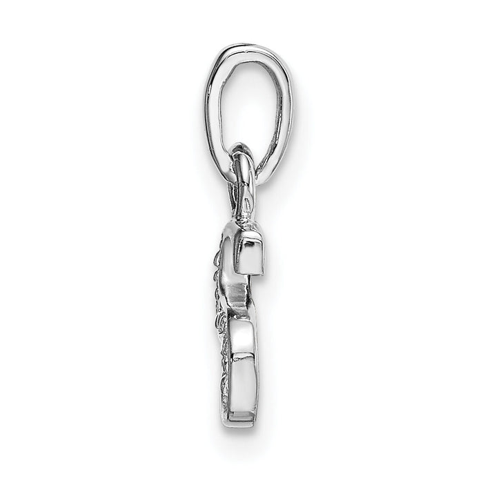 14KW Rhodium-plated Diamond Letter S Initial Pendant-YC251S