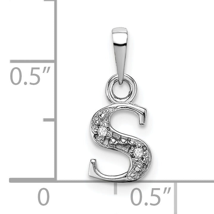 14KW Rhodium-plated Diamond Letter S Initial Pendant-YC251S
