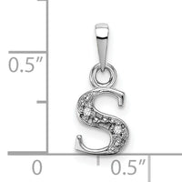 14KW Rhodium-plated Diamond Letter S Initial Pendant-YC251S