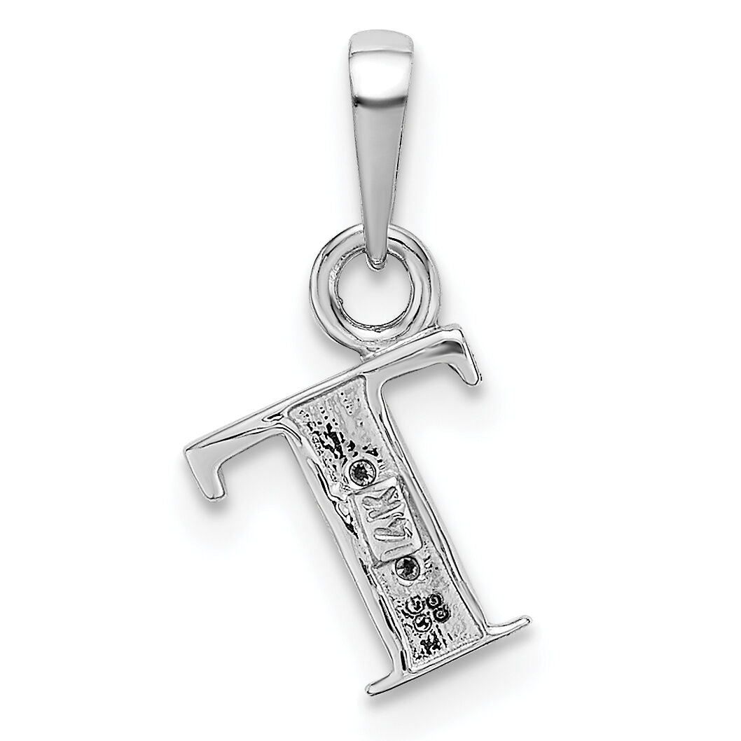 14KW Rhodium-plated Diamond Letter T Initial Pendant-YC251T