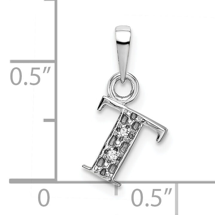 14KW Rhodium-plated Diamond Letter T Initial Pendant-YC251T