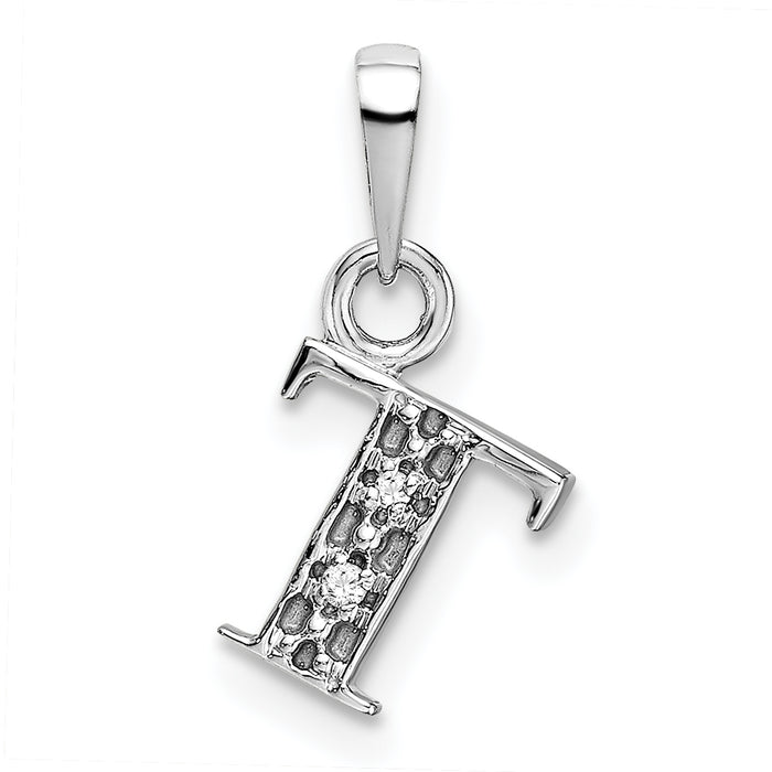 14KW Rhodium-plated Diamond Letter T Initial Pendant-YC251T