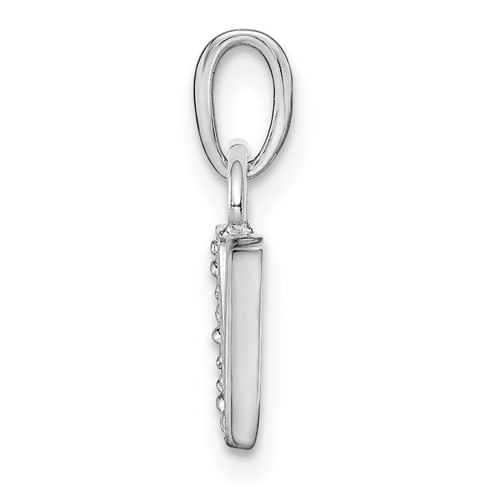 14KW Rhodium-plated Diamond Letter V Initial Pendant-YC251V