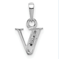 14KW Rhodium-plated Diamond Letter V Initial Pendant-YC251V