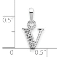 14KW Rhodium-plated Diamond Letter V Initial Pendant-YC251V
