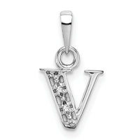 14KW Rhodium-plated Diamond Letter V Initial Pendant-YC251V