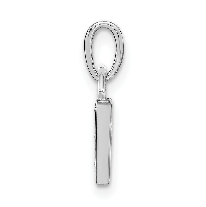 14KW Rhodium-plated Diamond Letter W Initial Pendant-YC251W