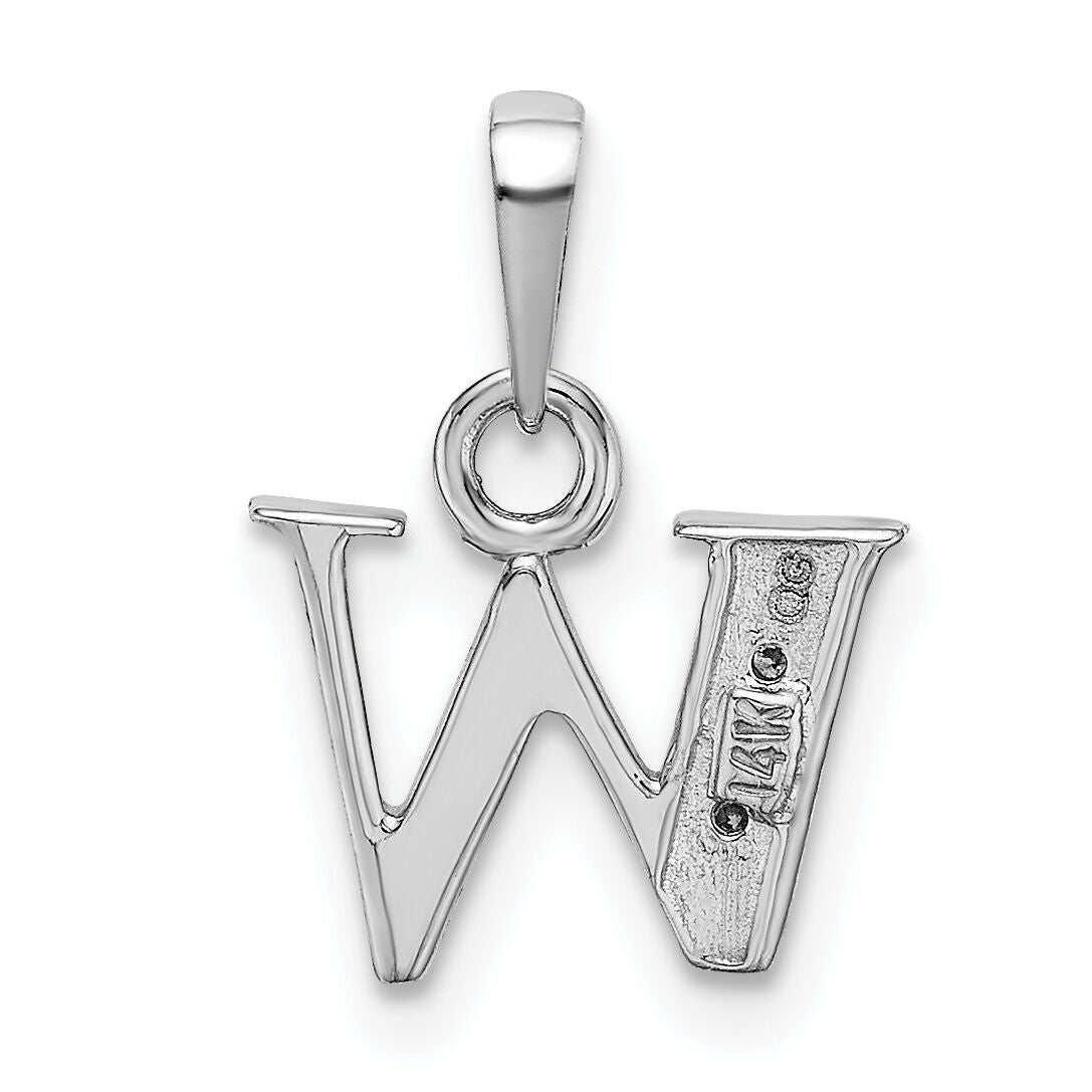 14KW Rhodium-plated Diamond Letter W Initial Pendant-YC251W