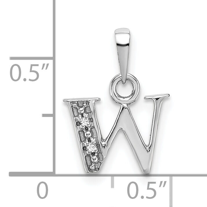 14KW Rhodium-plated Diamond Letter W Initial Pendant-YC251W