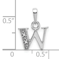 14KW Rhodium-plated Diamond Letter W Initial Pendant-YC251W