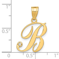 14KY Script Letter B  Initial Pendant with Diamond-YC252B