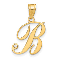 14KY Script Letter B  Initial Pendant with Diamond-YC252B