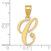 14KY Script Letter C Initial Pendant with Diamond-YC252C