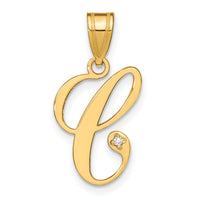 14KY Script Letter C Initial Pendant with Diamond-YC252C