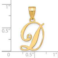 14KY Script Letter D Initial Pendant with Diamond-YC252D