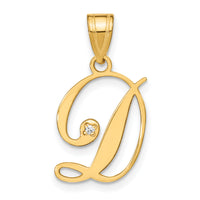 14KY Script Letter D Initial Pendant with Diamond-YC252D
